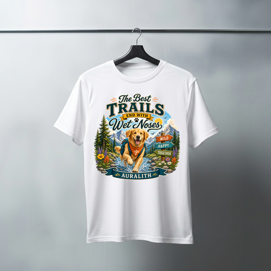The Best Trails End with Wet Noses Dog Lover Hiking T-Shirt | Auralith