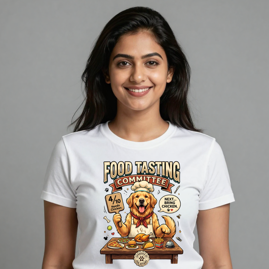 Food Tasting Committee Golden Retriever T-Shirt | Funny Dog Lover Graphic Tee | Gift for Pet Parents