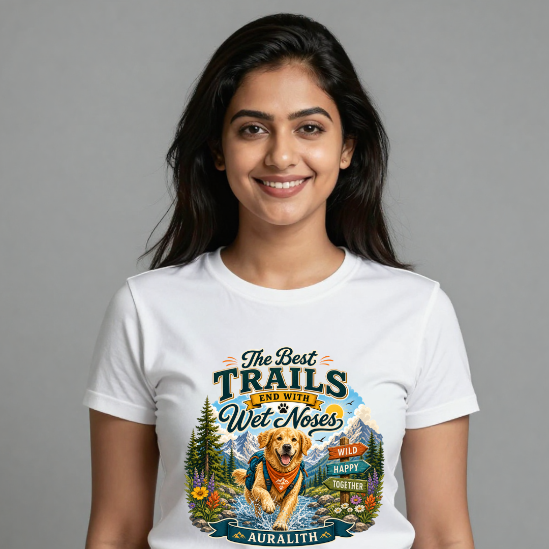 The Best Trails End with Wet Noses Dog Lover Hiking T-Shirt | Auralith