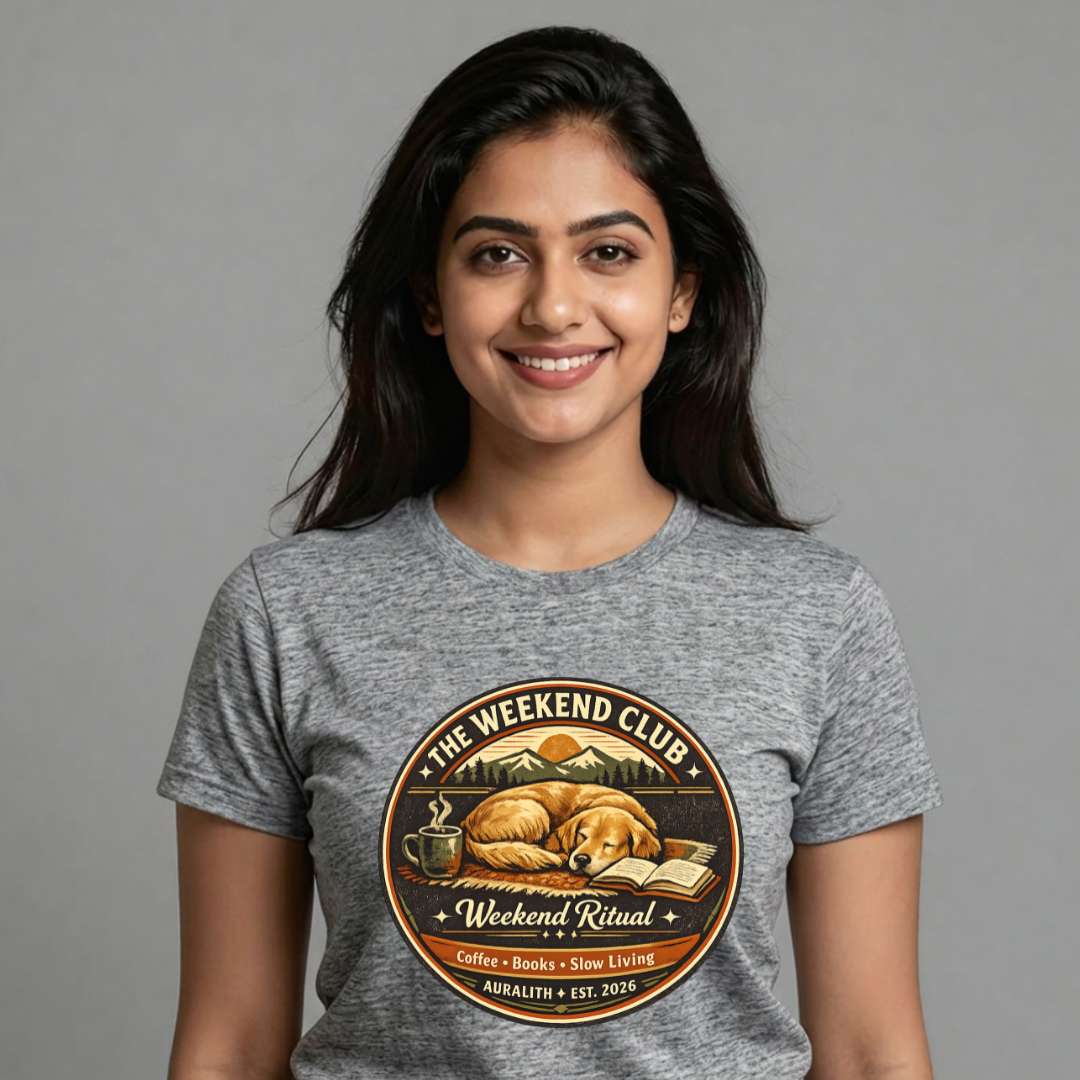 The Weekend Club Dog Lover Oversized T-Shirt | Coffee, Books & Slow Living | Auralith