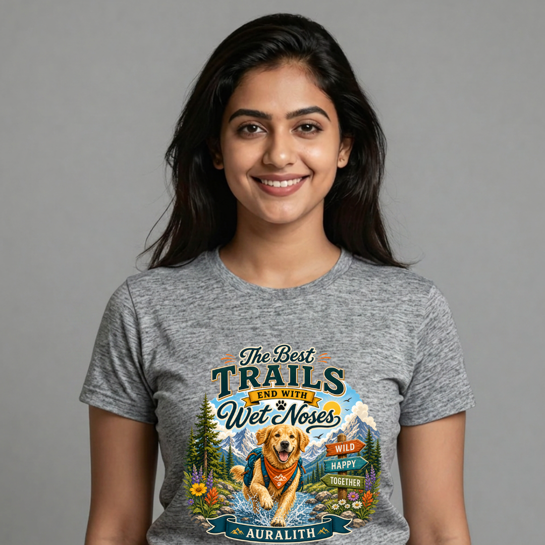 The Best Trails End with Wet Noses Dog Lover Hiking T-Shirt | Auralith