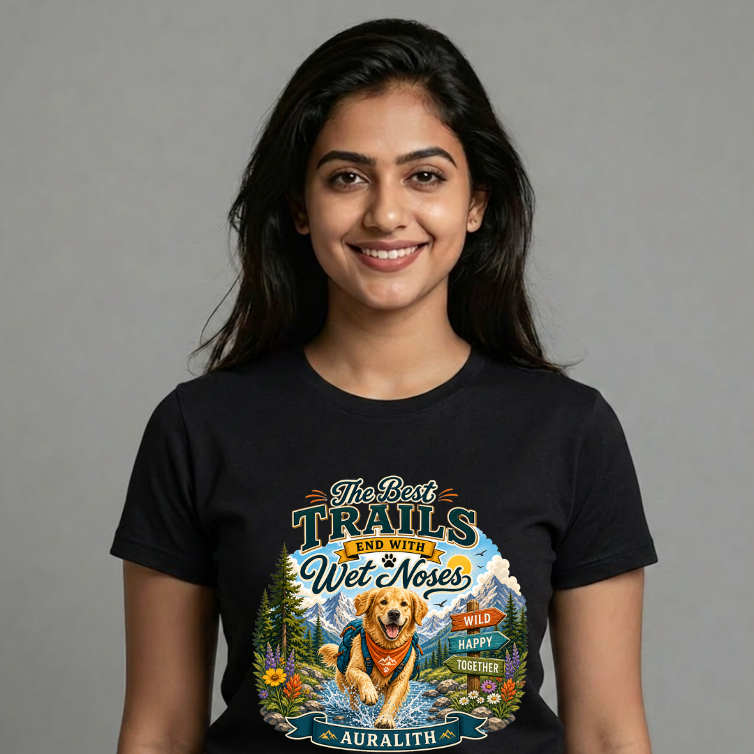 The Best Trails End with Wet Noses Dog Lover Hiking T-Shirt | Auralith