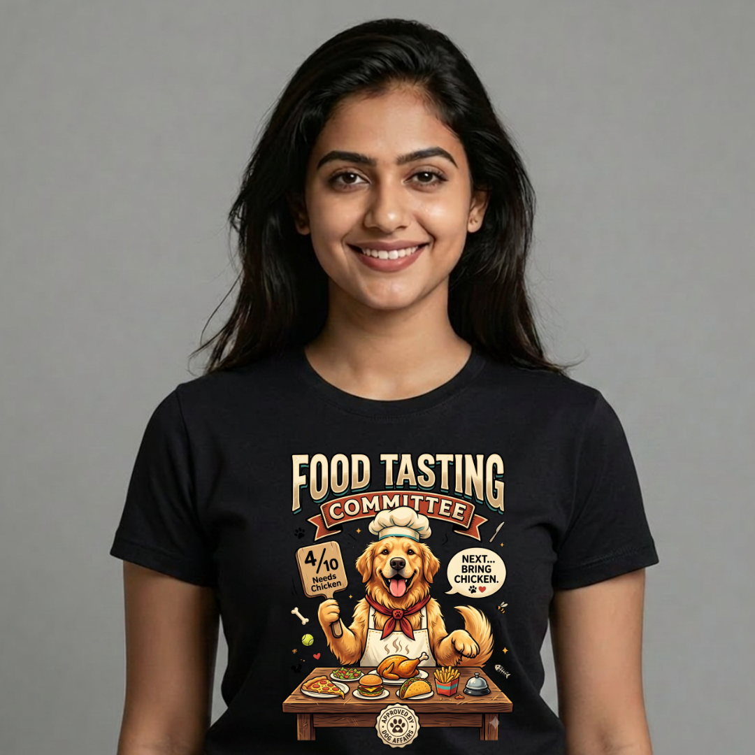 Food Tasting Committee Golden Retriever T-Shirt | Funny Dog Lover Graphic Tee | Gift for Pet Parents