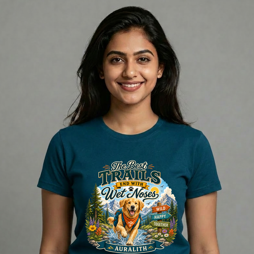The Best Trails End with Wet Noses Dog Lover Hiking T-Shirt | Auralith