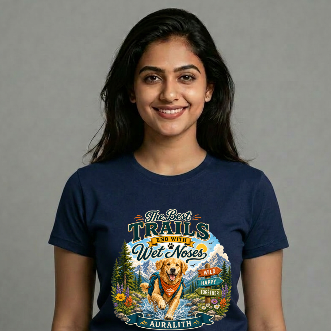 The Best Trails End with Wet Noses Dog Lover Hiking T-Shirt | Auralith
