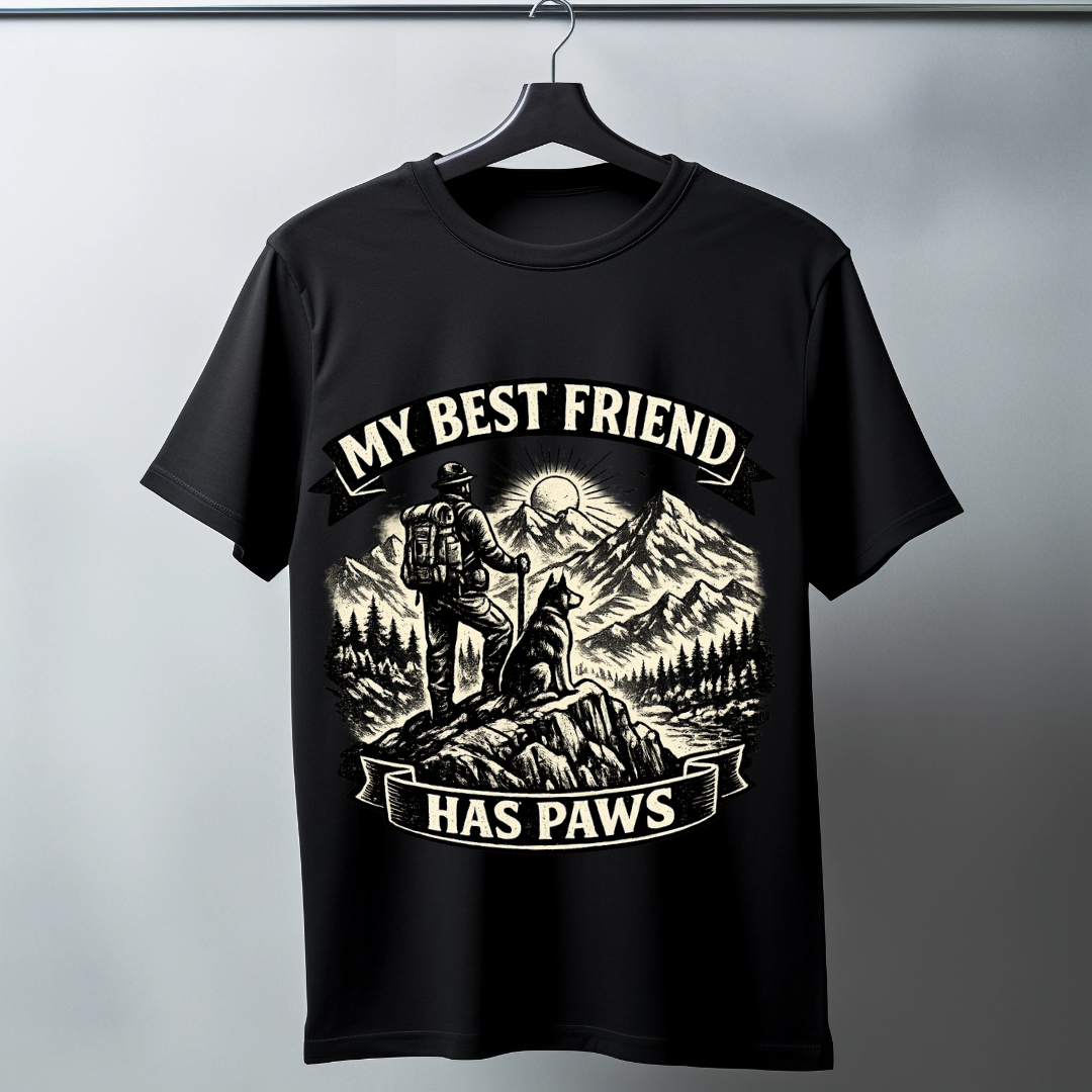 My Best Friend Has Paws Dog Lover T-Shirt | Auralith - Unisex Classic T Shirt - Black / White