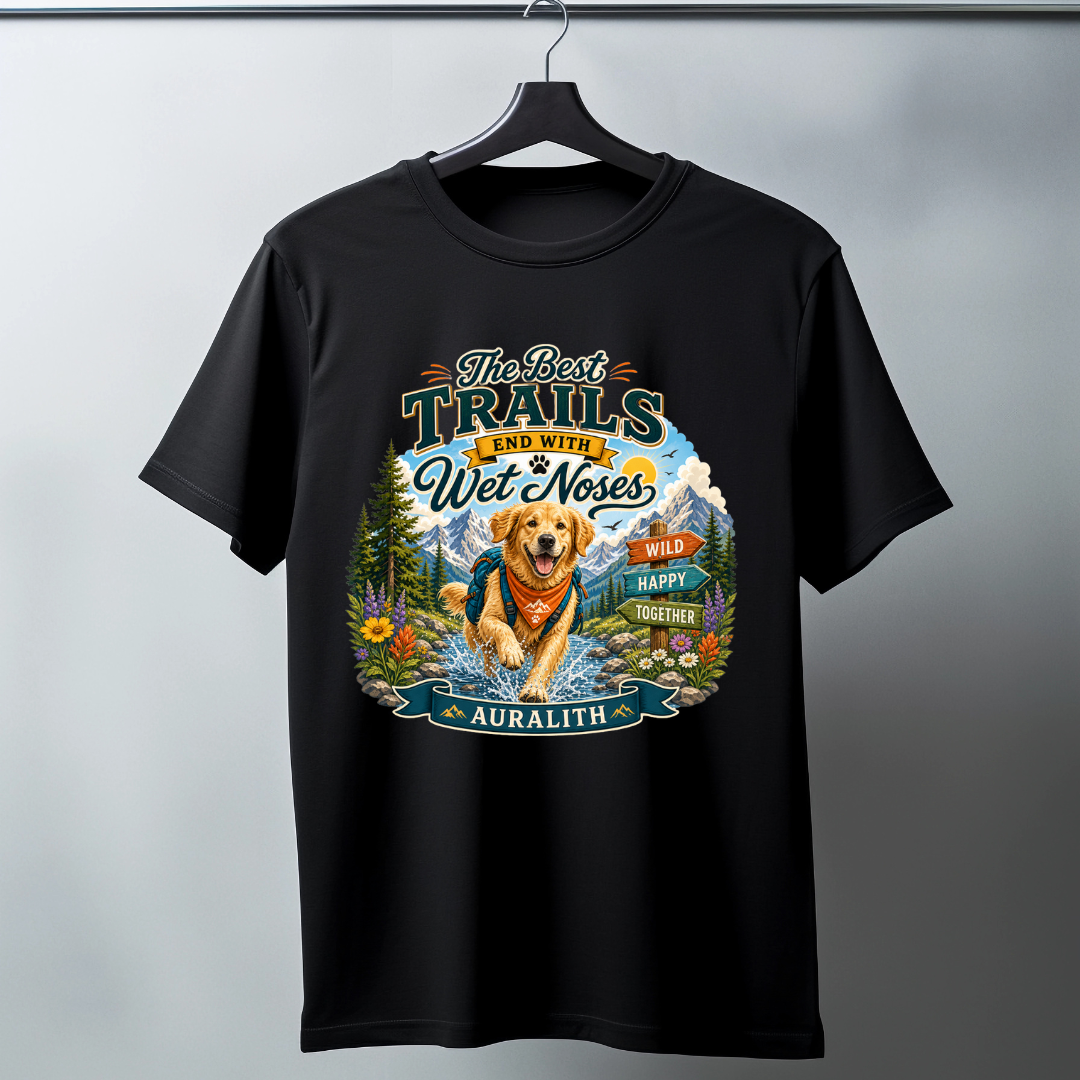 The Best Trails End with Wet Noses Dog Lover Hiking T-Shirt | Auralith