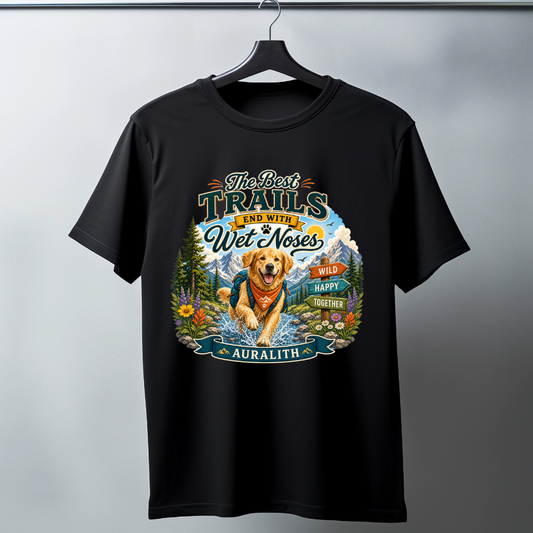 The Best Trails End with Wet Noses Dog Lover Hiking T-Shirt | Auralith