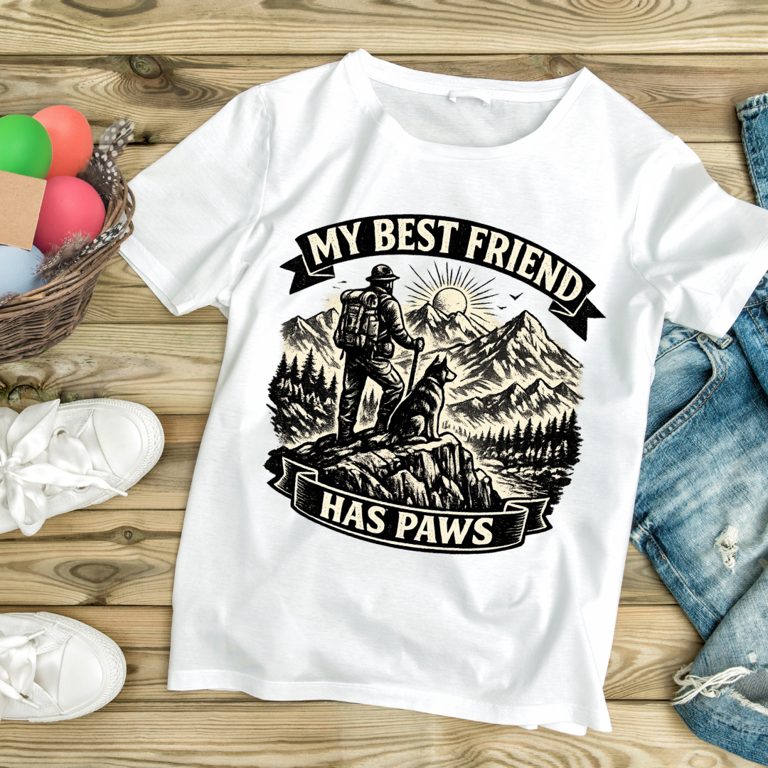 My Best Friend Has Paws Dog Lover T-Shirt | Auralith - Unisex Classic T Shirt - Black / White