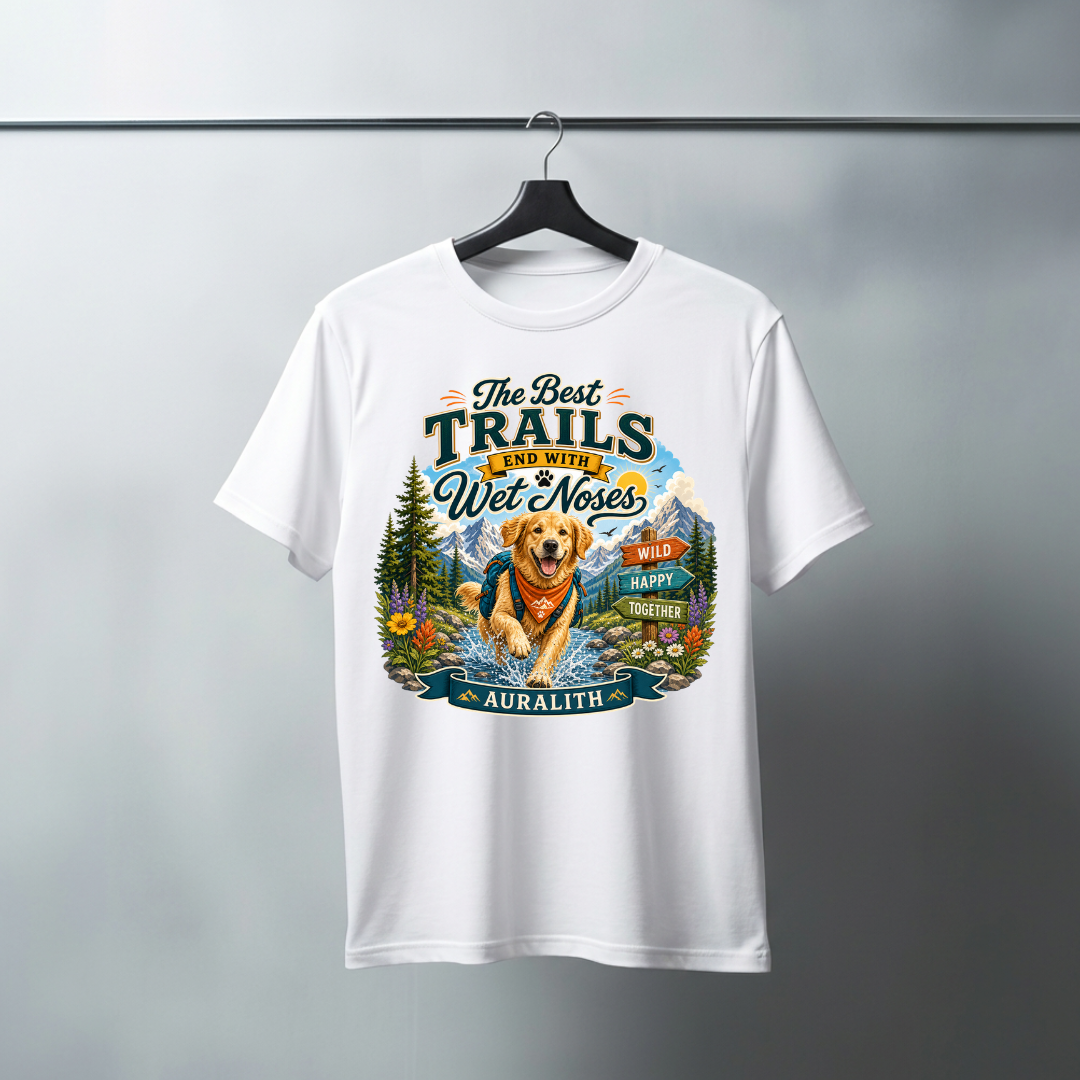 The Best Trails End with Wet Noses Dog Lover Hiking T-Shirt | Auralith