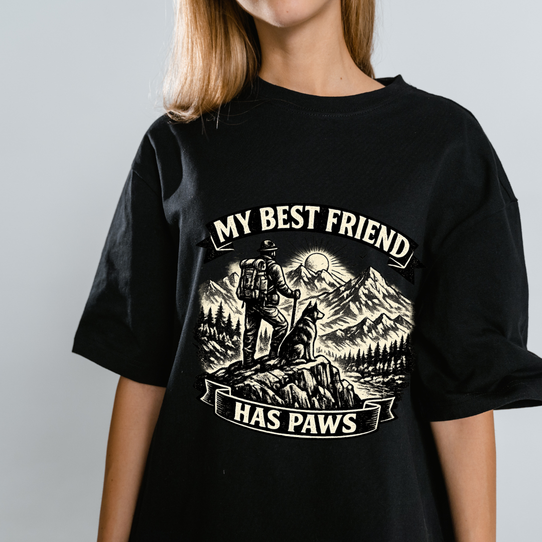My Best Friend Has Paws Dog Lover T-Shirt | Auralith - Unisex Classic T Shirt - Black / White