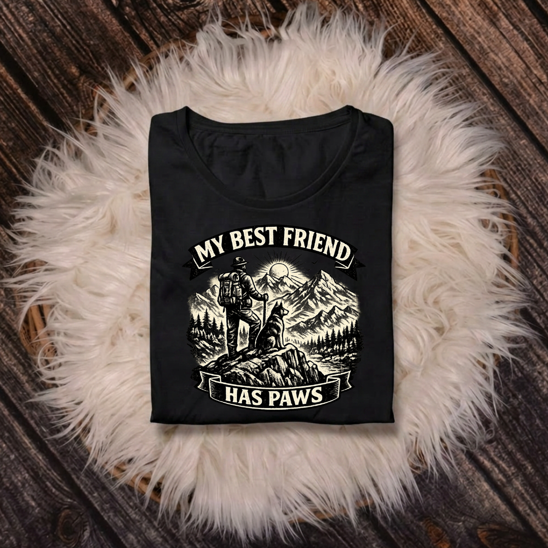 My Best Friend Has Paws Dog Lover T-Shirt | Auralith - Unisex Classic T Shirt - Black / White