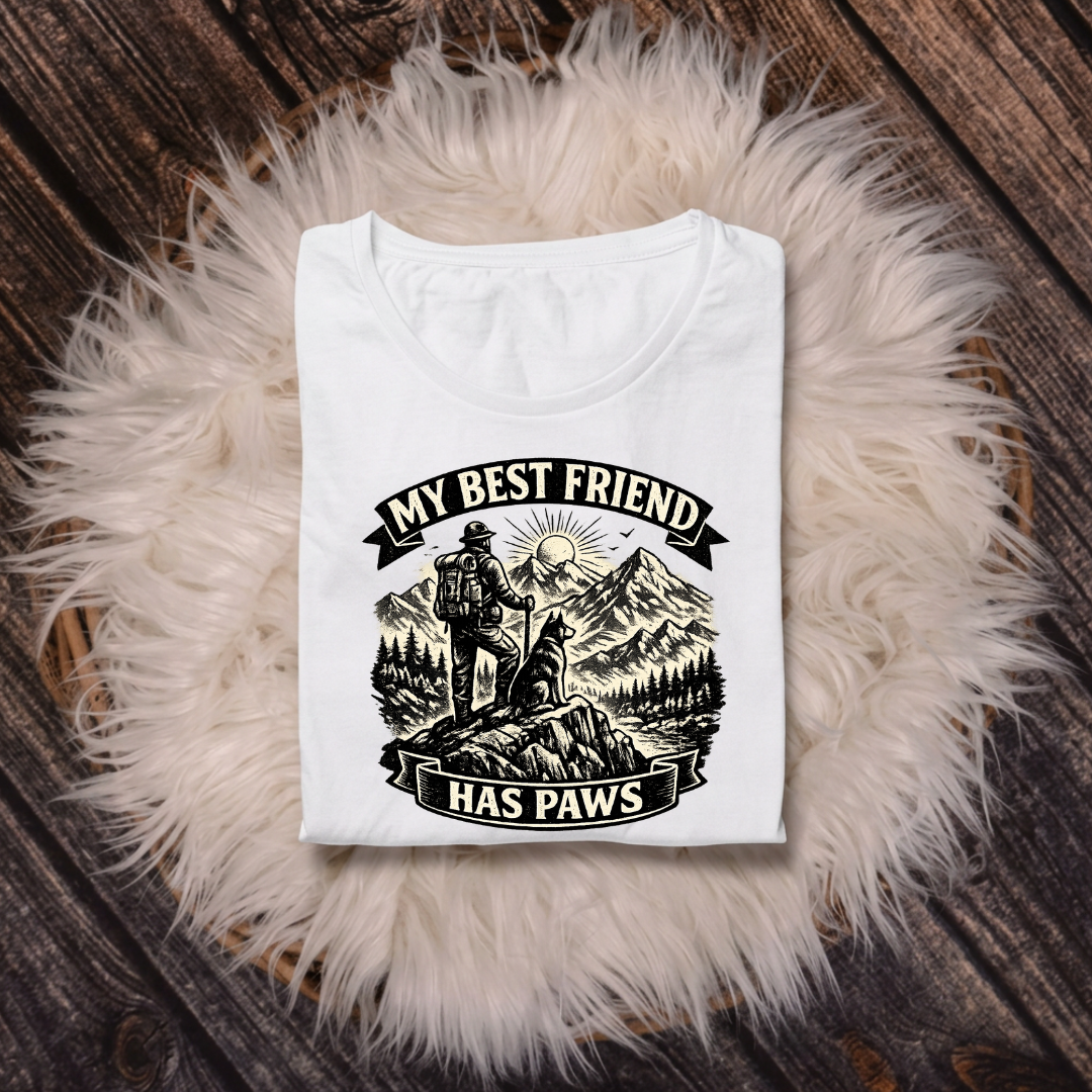 My Best Friend Has Paws Dog Lover T-Shirt | Auralith - Unisex Classic T Shirt - Black / White