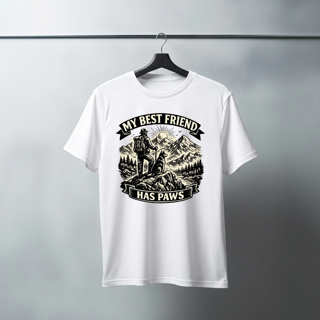 My Best Friend Has Paws Dog Lover T-Shirt | Auralith - Unisex Classic T Shirt - Black / White