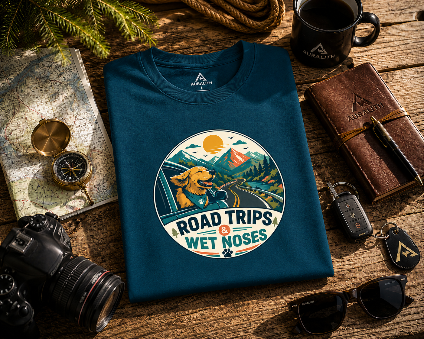 🐾Road Trips & Wet Noses Premium Dog Lover T-Shirt | Auralith