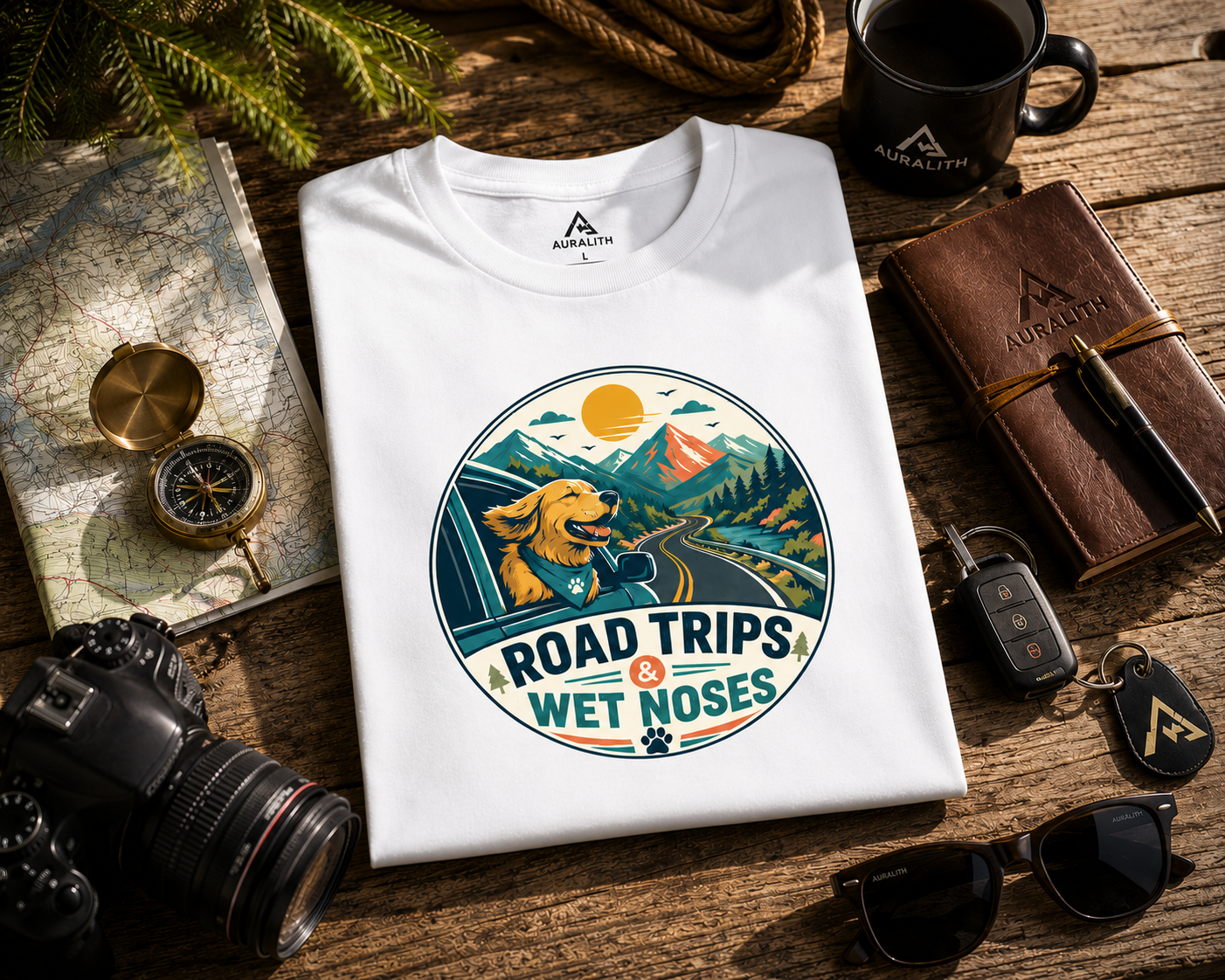 🐾Road Trips & Wet Noses Premium Dog Lover T-Shirt | Auralith