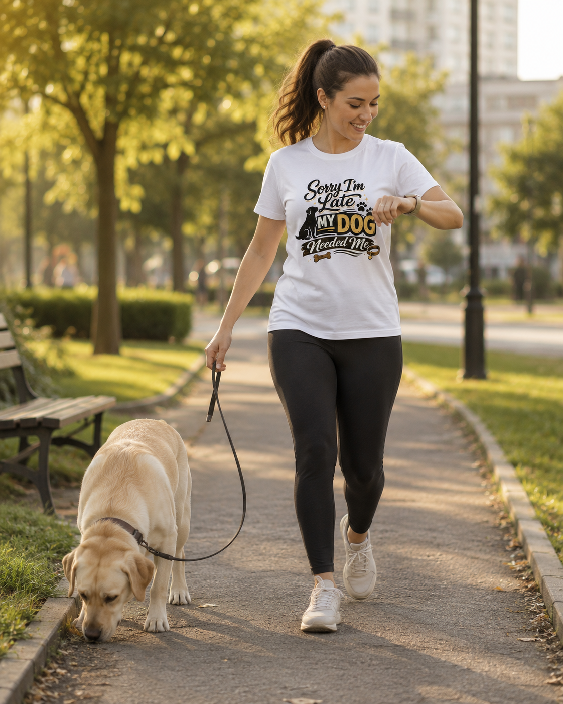 Sorry I'm Late My Dog Needed Me T-Shirt | Auralith - Unisex Classic White T-Shirt