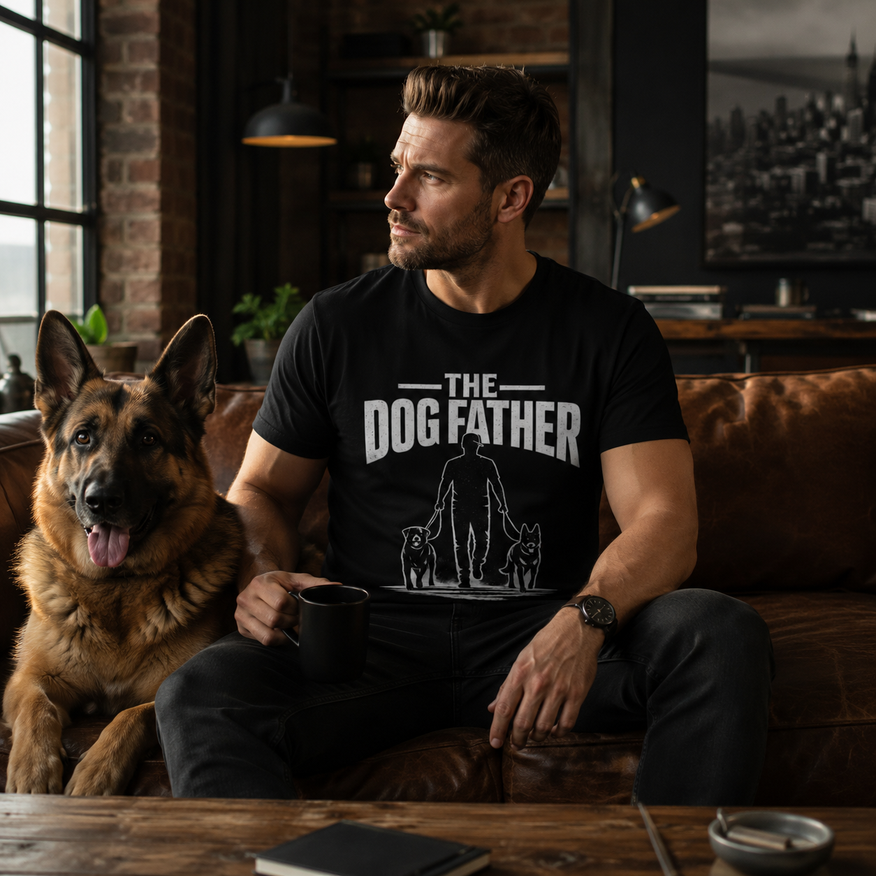 The Dog Father T-Shirt | Premium Dog Dad Graphic Tee for Pet Lovers | Auralith
